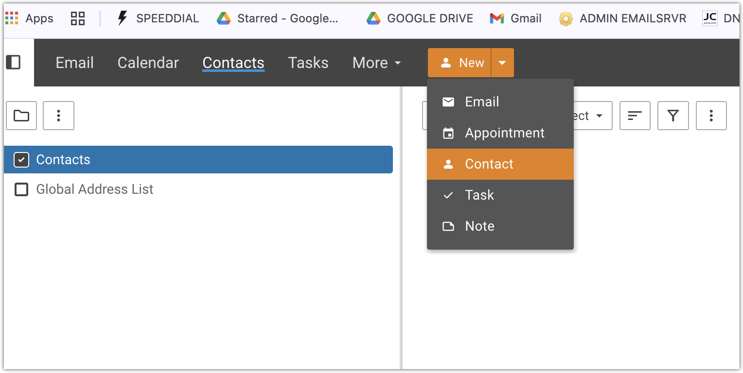 Add sender to contacts in webmail