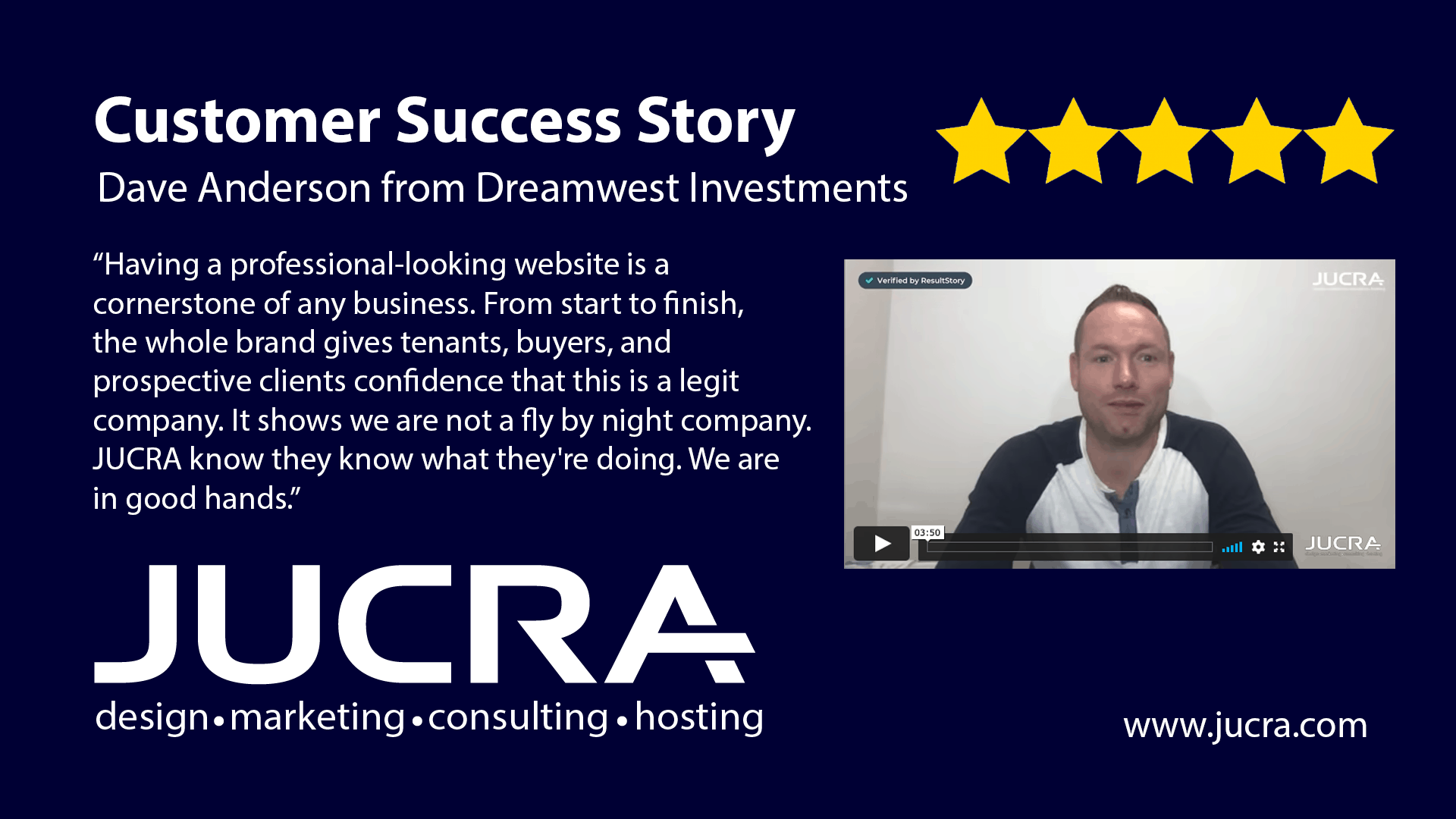 JUCRA Customer Success Story > Dave Anderson from Dreamwest Investments