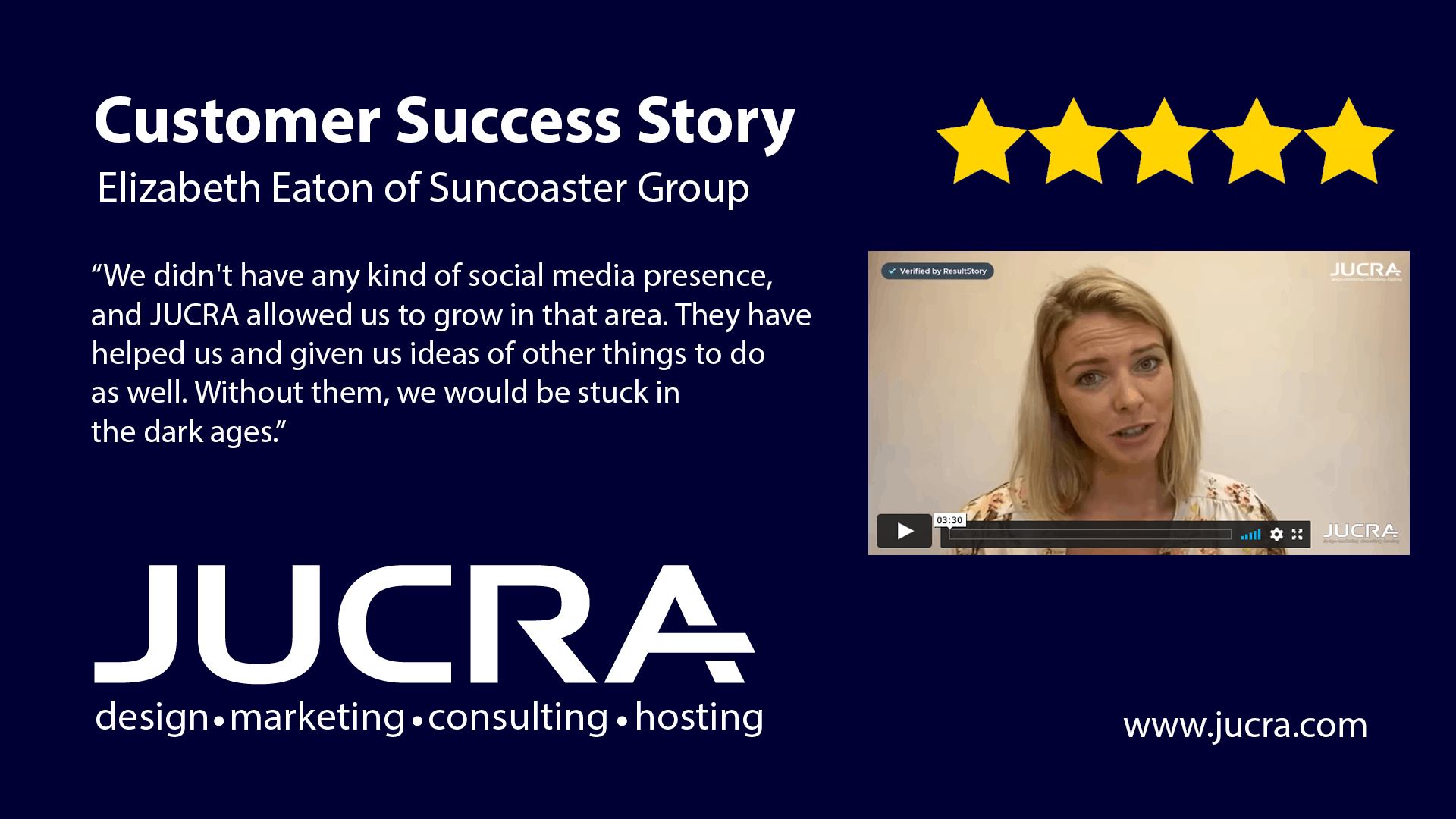 JUCRA Customer Success Story > Elizabeth Eaton of Suncoaster Group